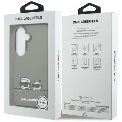 Capa MagSafe para Samsung Galaxy S26 S942, Karl Lagerfeld, IML Karl & Choupette Peekaboo Logo, Preta