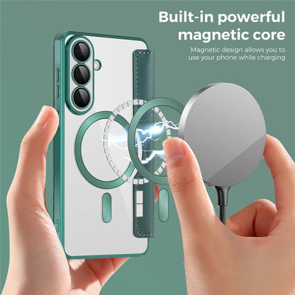 Capa MagSafe para Samsung Galaxy S26 S942, Techsuit, SmartMag Book, Verde