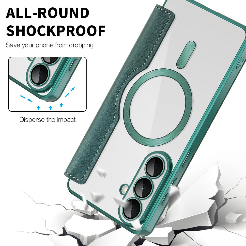 Capa MagSafe para Samsung Galaxy S26 S942, Techsuit, SmartMag Book, Verde