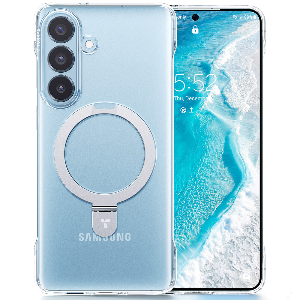 Capa MagSafe para Samsung Galaxy S26 S942, Torras, Ostand Slim, Transparente
