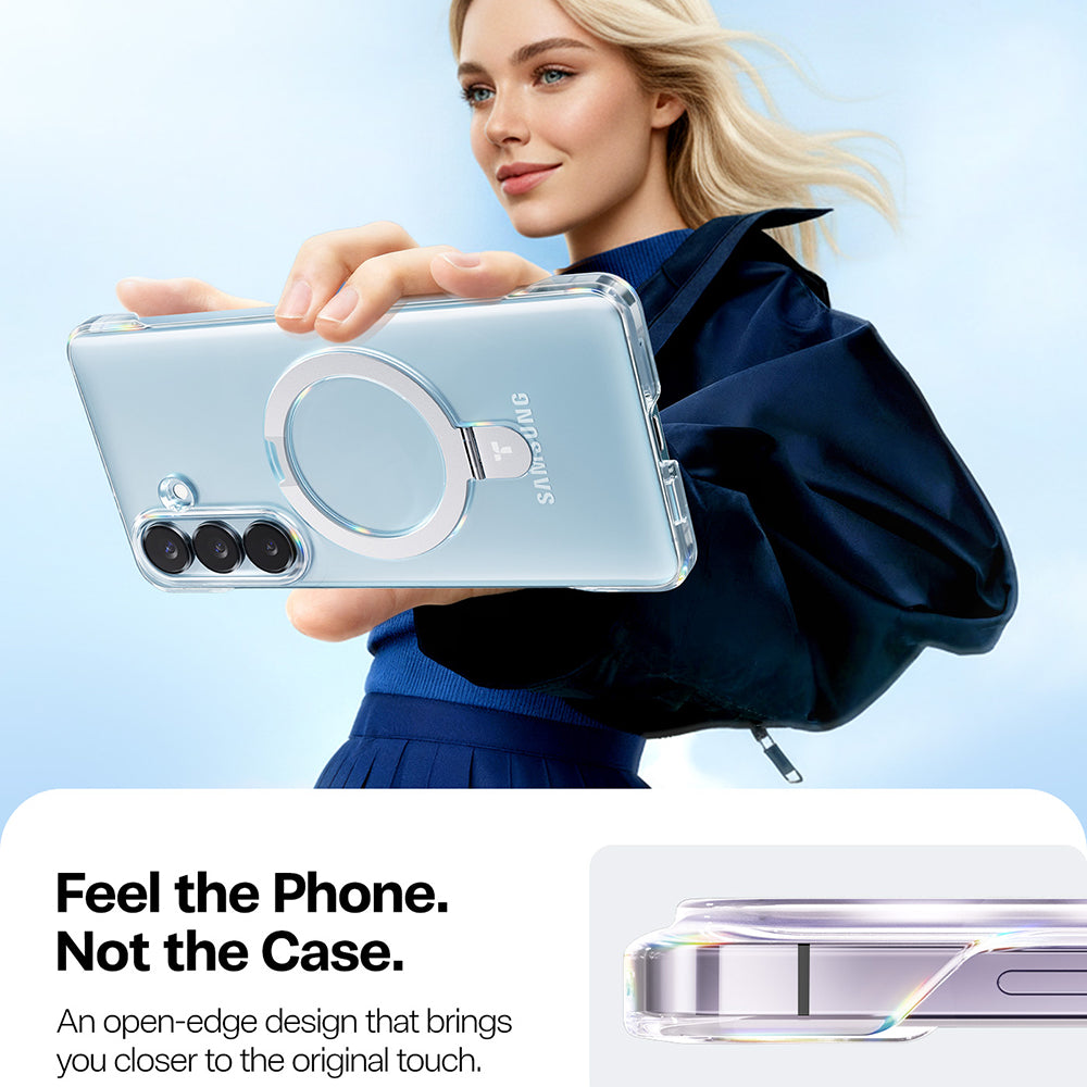 Capa MagSafe para Samsung Galaxy S26 S942, Torras, Ostand Slim, Transparente