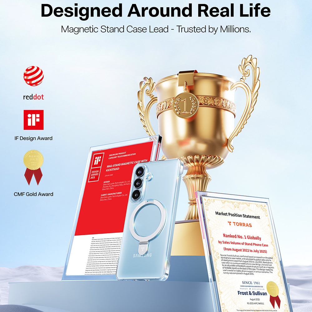 Capa MagSafe para Samsung Galaxy S26 S942, Torras, Ostand Slim, Transparente