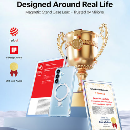 Capa MagSafe para Samsung Galaxy S26 S942, Torras, Ostand Slim, Transparente