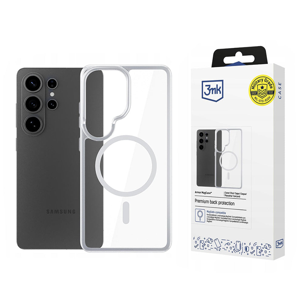 Capa MagSafe para Samsung Galaxy S26 Ultra S948, 3MK, Armor MagCase, Transparente