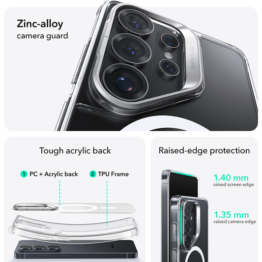 Capa MagSafe para Samsung Galaxy S26 Ultra, ESR, Classic Hybrid Kickstand, Transparente