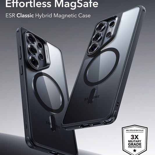 Capa MagSafe para Samsung Galaxy S26 Ultra, ESR, Classic Hybrid, Preta Transparente
