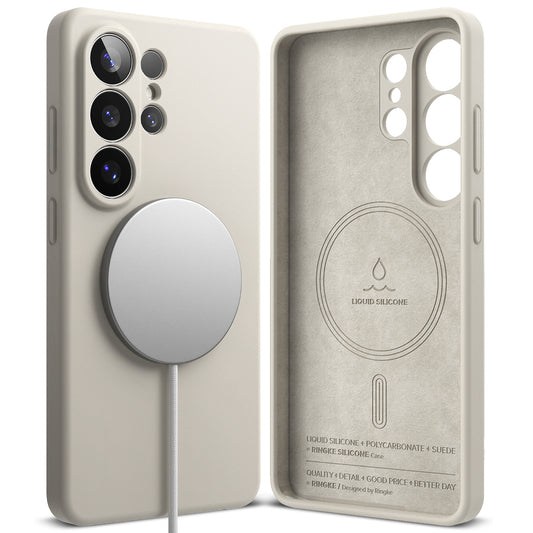 Capa MagSafe para Samsung Galaxy S26 Ultra, Ringke, Silicone, Creme