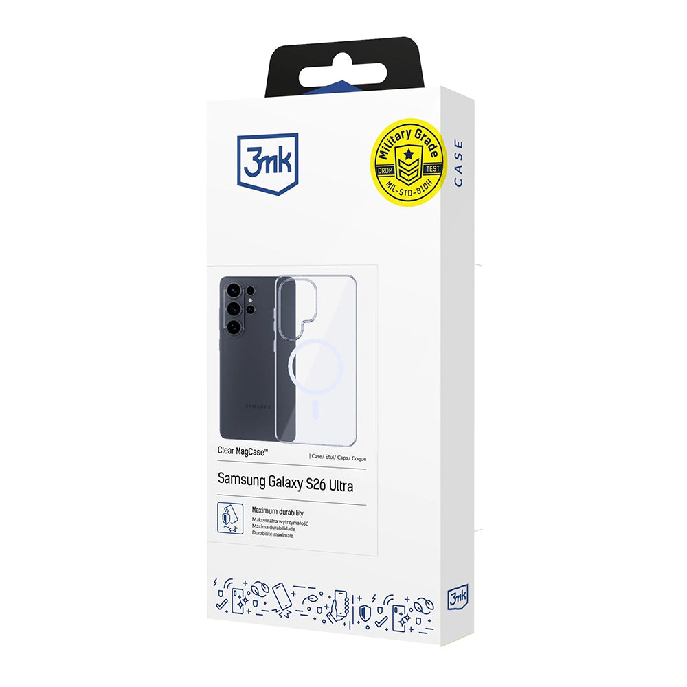 Capa MagSafe para Samsung Galaxy S26 Ultra S948, 3MK, Clear MagCase, Transparente
