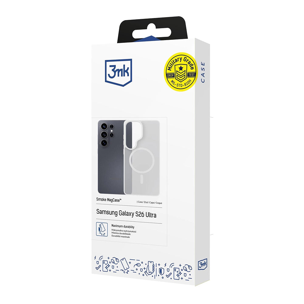 Capa MagSafe para Samsung Galaxy S26 Ultra S948, 3MK, Smoke MagCase, Branca