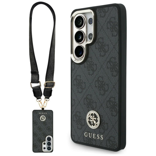 Capa MagSafe para Samsung Galaxy S26 Ultra S948, GUESS, 4G Big Rhinestone Triangle Strap, Preta
