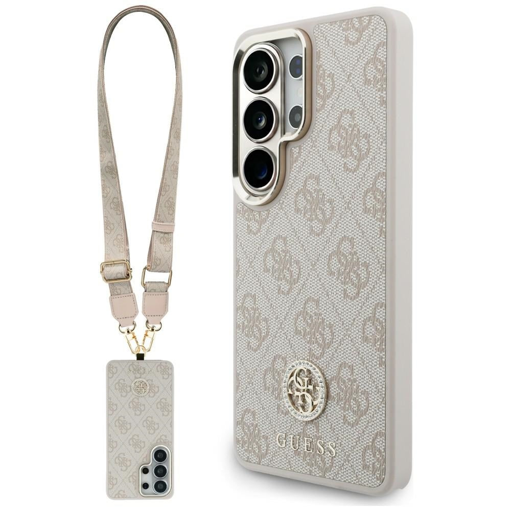 Capa MagSafe para Samsung Galaxy S26 Ultra S948, GUESS, 4G Big Rhinestone Triangle Strap, Rosa