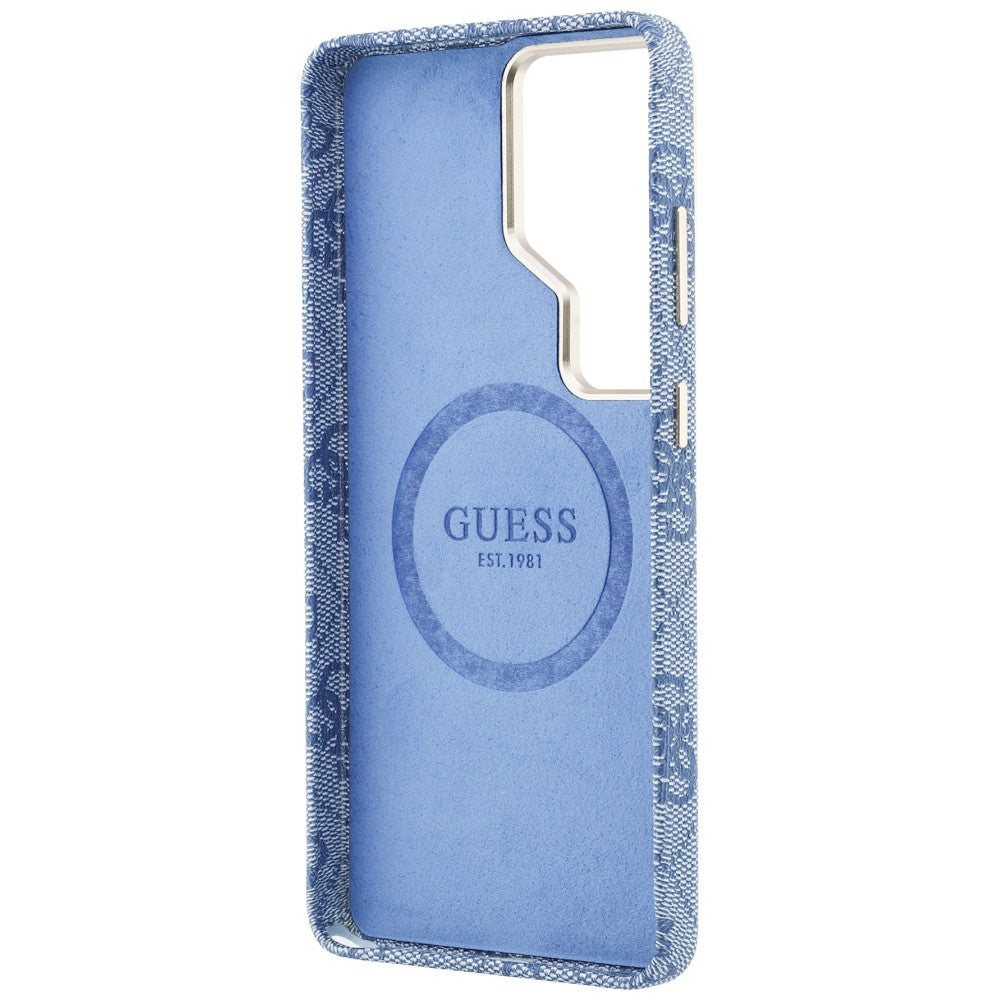 Capa MagSafe para Samsung Galaxy S26 Ultra S948, Guess, 4G Script Logo, Azul.