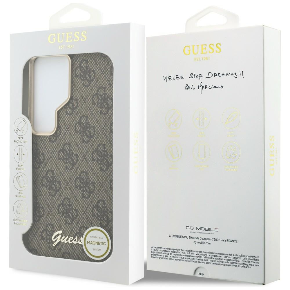 Capa MagSafe para Samsung Galaxy S26 Ultra S948, Guess, 4G Script Logo, Castanho