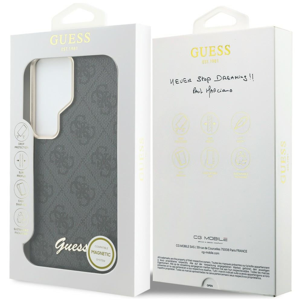 Capa MagSafe para Samsung Galaxy S26 Ultra S948, Guess, 4G Script Logo, Preta
