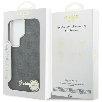 Capa MagSafe para Samsung Galaxy S26 Ultra S948, Guess, 4G Script Logo, Preta