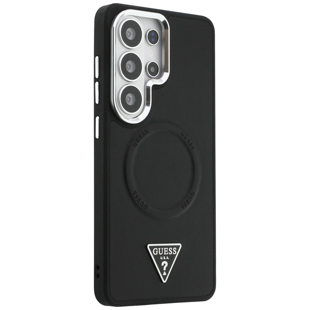 MagSafe Case for Samsung Galaxy S26 Ultra S948, Guess, Embossed Ring Triangle Logo, Black