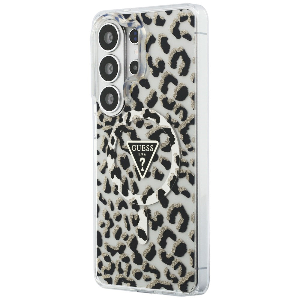 Capa MagSafe para Samsung Galaxy S26 Ultra S948, Guess, Padrão Leopardo IML, Preta