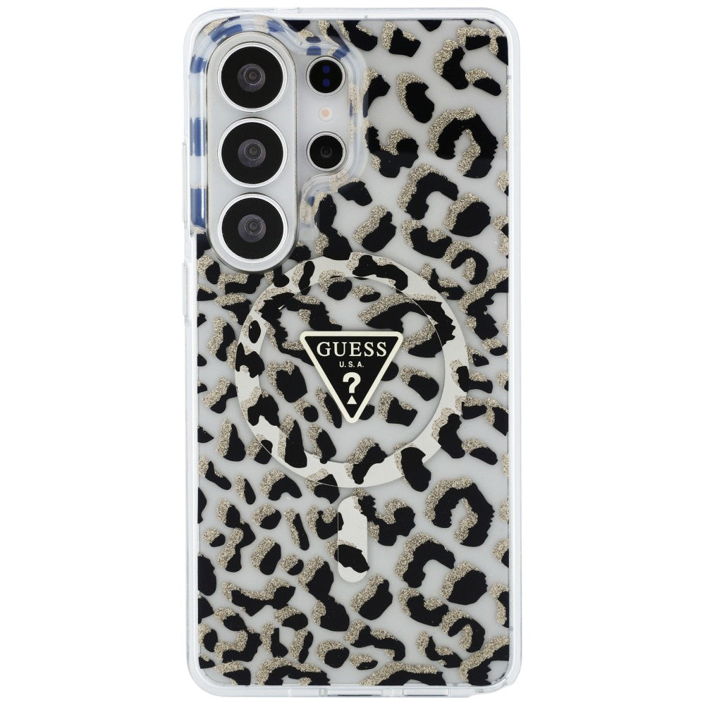 Capa MagSafe para Samsung Galaxy S26 Ultra S948, Guess, Padrão Leopardo IML, Preta