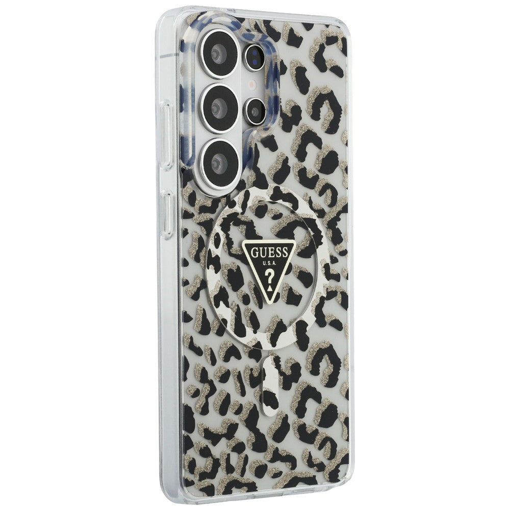 Capa MagSafe para Samsung Galaxy S26 Ultra S948, Guess, Padrão Leopardo IML, Preta