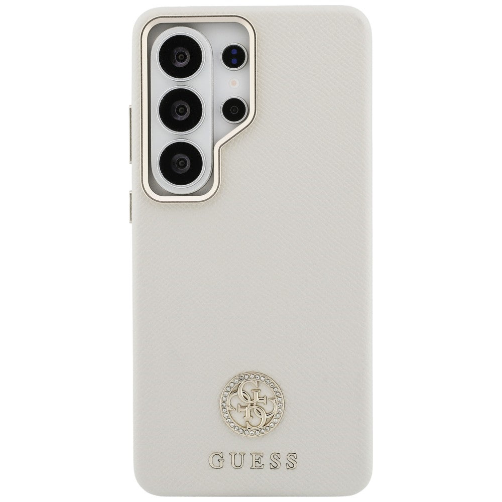 Capa MagSafe para Samsung Galaxy S26 Ultra S948, Guess, Rhinestone Round Logo, Bege