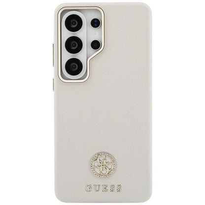 Capa MagSafe para Samsung Galaxy S26 Ultra S948, Guess, Rhinestone Round Logo, Bege