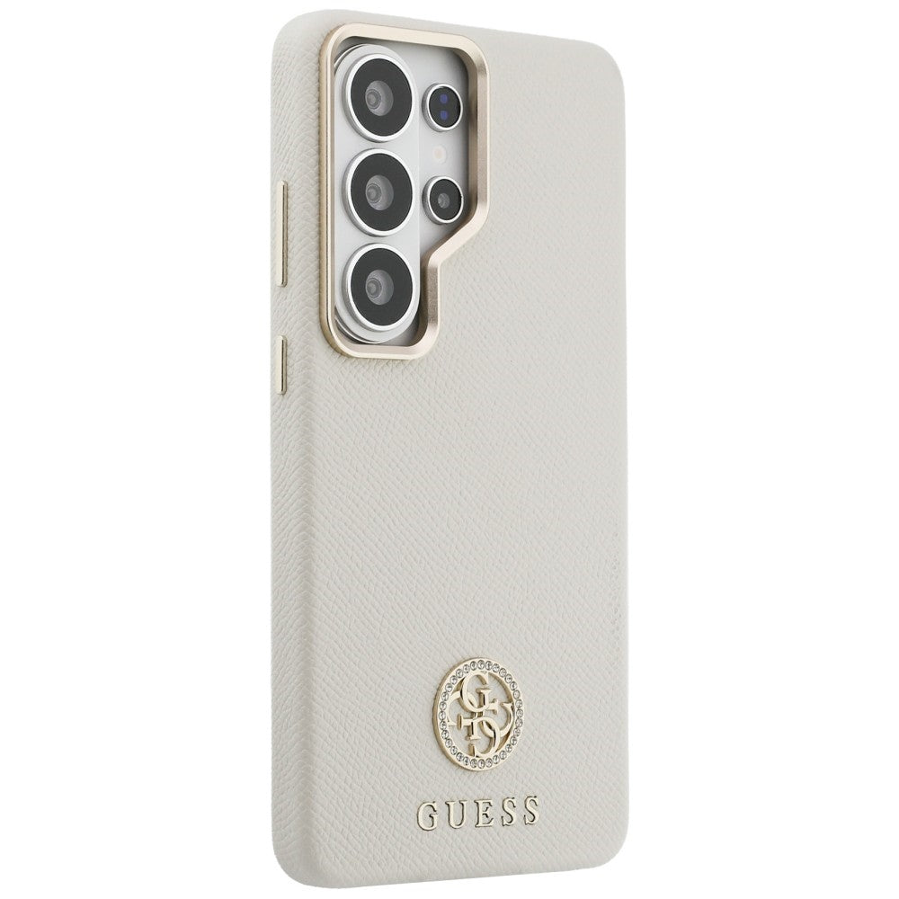 Capa MagSafe para Samsung Galaxy S26 Ultra S948, Guess, Rhinestone Round Logo, Bege