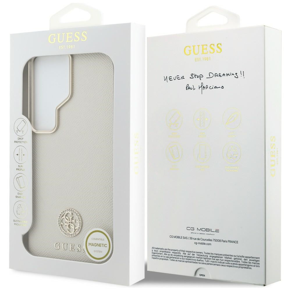 Capa MagSafe para Samsung Galaxy S26 Ultra S948, Guess, Rhinestone Round Logo, Bege