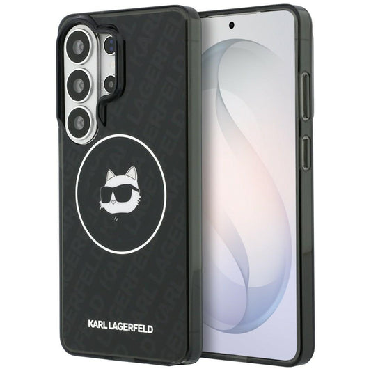 Capa MagSafe para Samsung Galaxy S26 Ultra S948, Karl Lagerfeld, IML Choupette Head on KL Repeated Logo, Preta