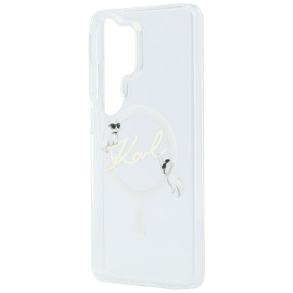 Capa MagSafe para Samsung Galaxy S26 Ultra S948, Karl Lagerfeld, IML Choupette Karl Script Logo, Branca.