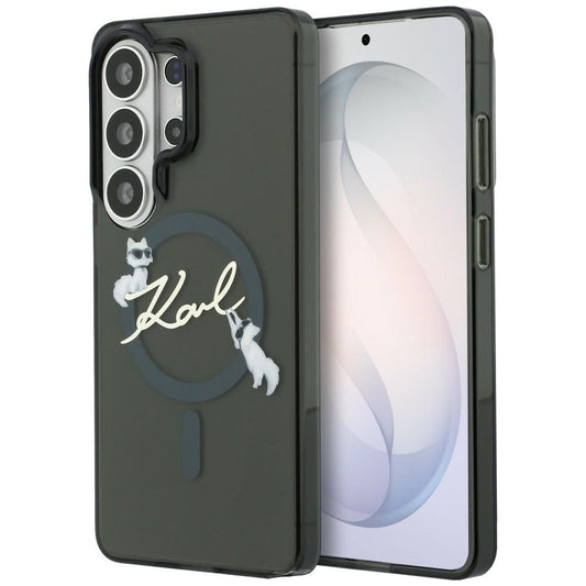 Capa MagSafe para Samsung Galaxy S26 Ultra S948, Karl Lagerfeld, IML Choupette Karl Script Logo, Preta.