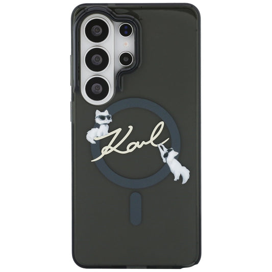 Capa MagSafe para Samsung Galaxy S26 Ultra S948, Karl Lagerfeld, IML Choupette Karl Script Logo, Preta.