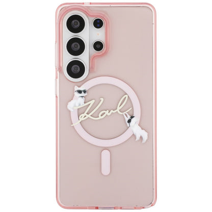 Capa MagSafe para Samsung Galaxy S26 Ultra S948, Karl Lagerfeld, IML Choupette Karl Script Logo, Rosa
