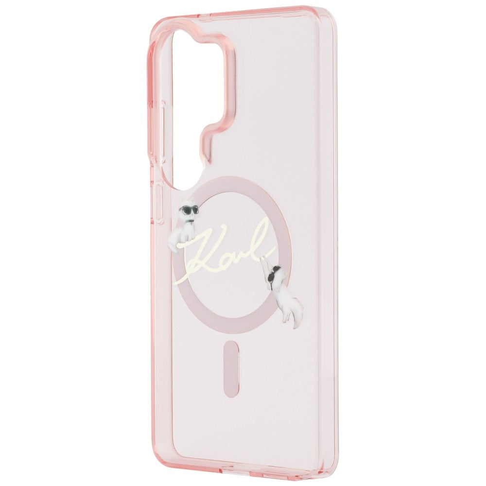 Capa MagSafe para Samsung Galaxy S26 Ultra S948, Karl Lagerfeld, IML Choupette Karl Script Logo, Rosa