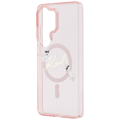 Capa MagSafe para Samsung Galaxy S26 Ultra S948, Karl Lagerfeld, IML Choupette Karl Script Logo, Rosa