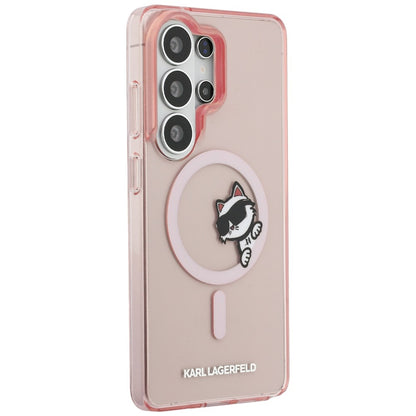 Capa MagSafe para Samsung Galaxy S26 Ultra S948, Karl Lagerfeld, IML Choupette Peekaboo Logo, Rosa