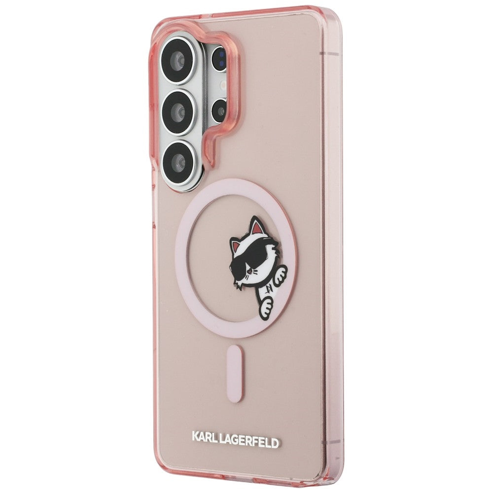 Capa MagSafe para Samsung Galaxy S26 Ultra S948, Karl Lagerfeld, IML Choupette Peekaboo Logo, Rosa