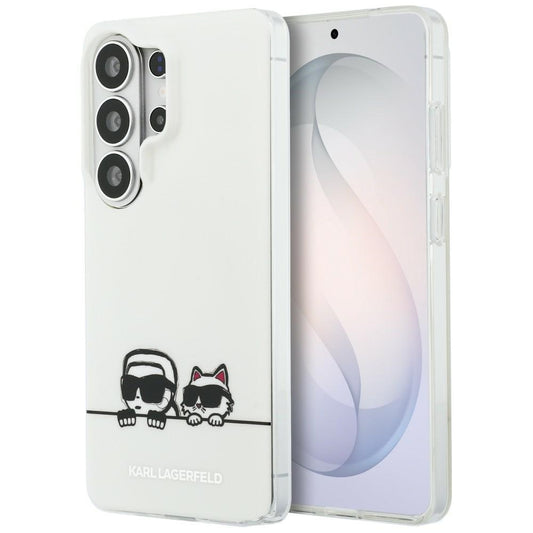 Capa MagSafe para Samsung Galaxy S26 Ultra S948, Karl Lagerfeld, IML Karl & Choupette Peekaboo Logo, Branca.