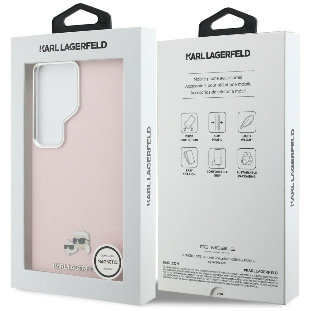Capa MagSafe para Samsung Galaxy S26 Ultra S948, Karl Lagerfeld, Karl & Choupette Head's Pin, Rosa