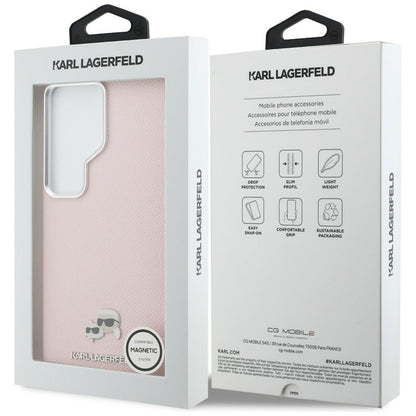 Capa MagSafe para Samsung Galaxy S26 Ultra S948, Karl Lagerfeld, Karl & Choupette Head's Pin, Rosa