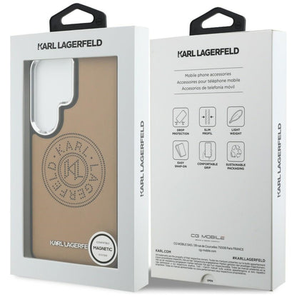 Capa MagSafe para Samsung Galaxy S26 Ultra S948, Karl Lagerfeld, Karl Round Point Logo, Castanho