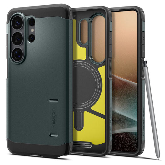 Capa MagSafe para Samsung Galaxy S26 Ultra S948, Spigen, Tough Armor, Verde ACS10686