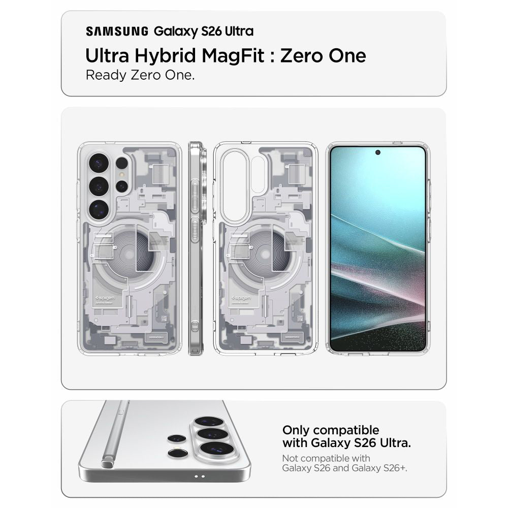 Capa MagSafe para Samsung Galaxy S26 Ultra S948, Spigen, Ultra Hybrid Zero One, Branca ACS10683