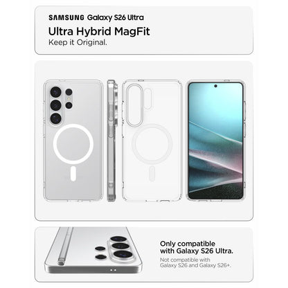Capa MagSafe para Samsung Galaxy S26 Ultra S948, Spigen, Ultra Hybrid, Transparente Branca ACS10679