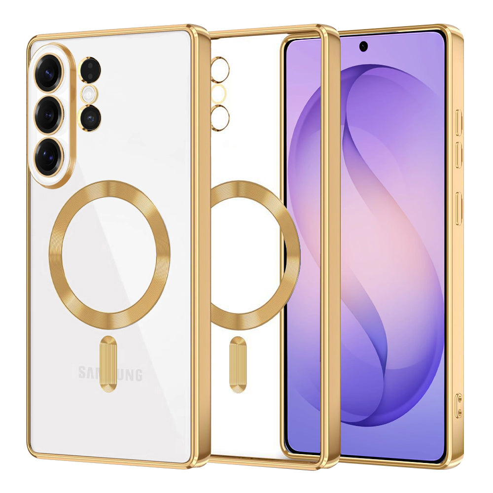 Capa MagSafe para Samsung Galaxy S26 Ultra, Techsuit, Luxury Crystal, Dourada