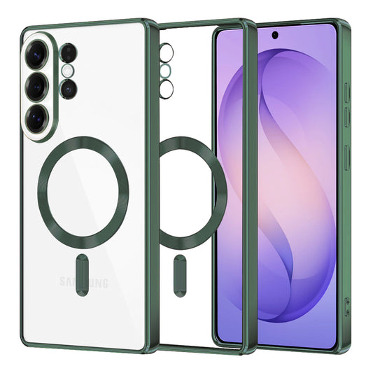 Capa MagSafe para Samsung Galaxy S26 Ultra, Techsuit, Luxury Crystal, Verde Escuro