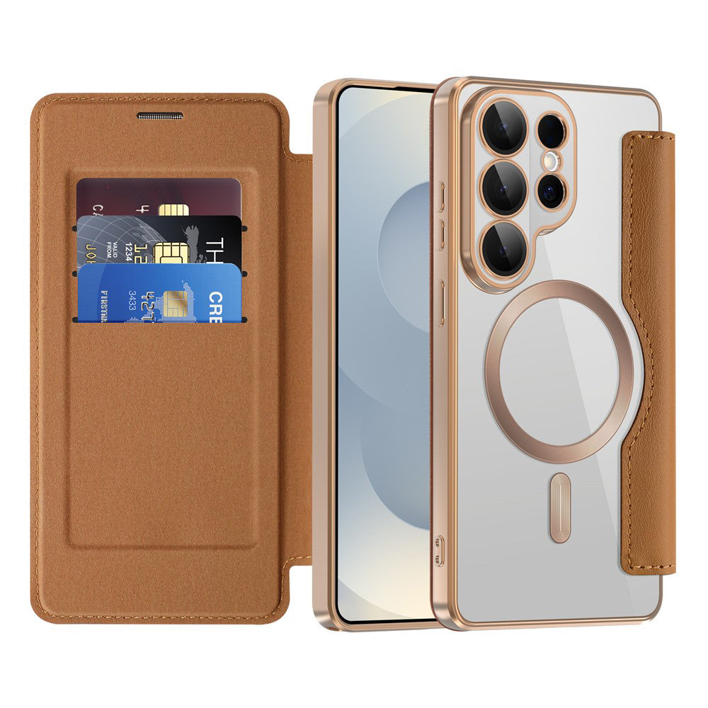 MagSafe Case for Samsung Galaxy S26 Ultra S948, Techsuit, SmartMag Book, Brown
