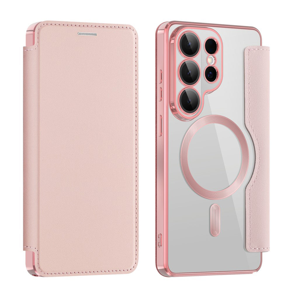 Capa MagSafe para Samsung Galaxy S26 Ultra, Techsuit, SmartMag Book, Rosa