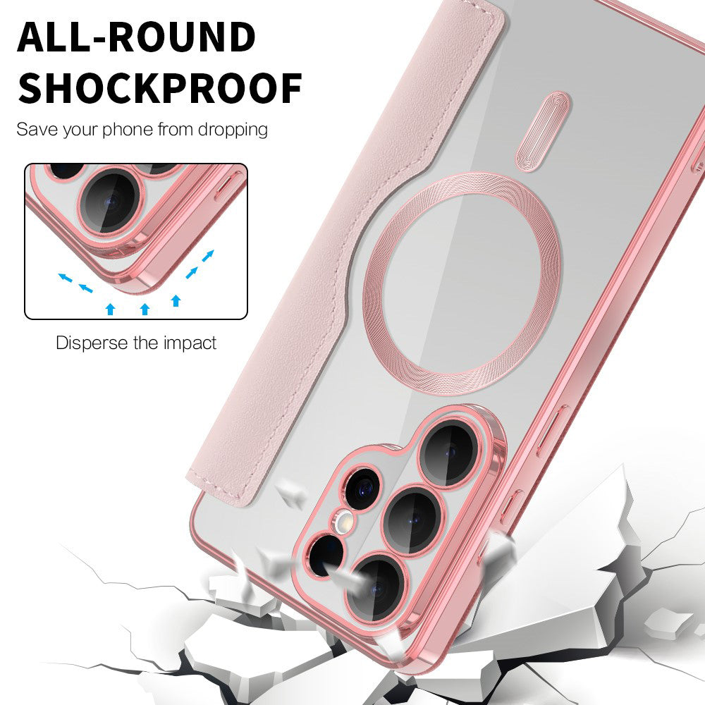 Capa MagSafe para Samsung Galaxy S26 Ultra, Techsuit, SmartMag Book, Rosa