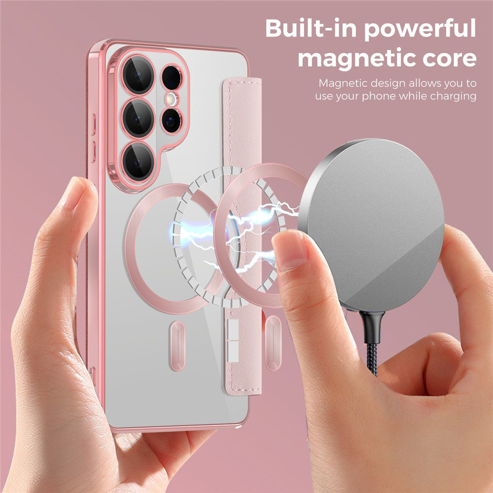 Capa MagSafe para Samsung Galaxy S26 Ultra, Techsuit, SmartMag Book, Rosa