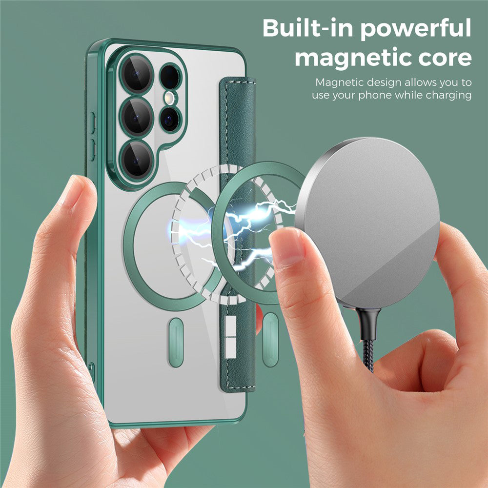 Capa MagSafe para Samsung Galaxy S26 Ultra S948, Techsuit, SmartMag Book, Verde